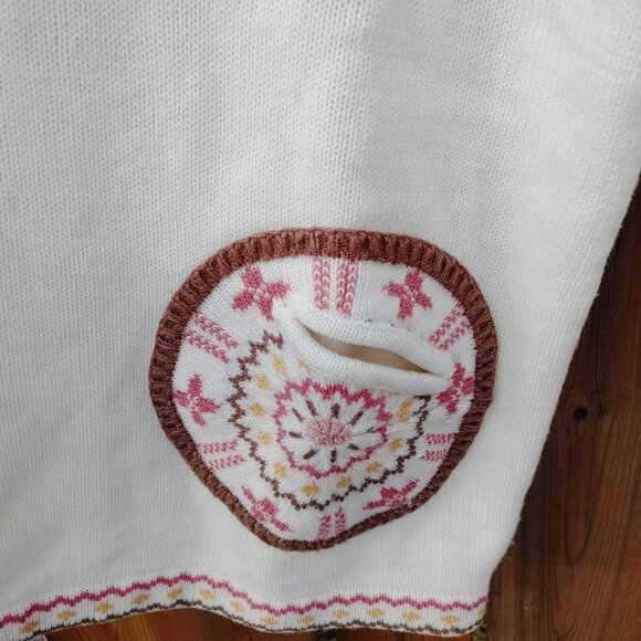BEAUTIFUL Vintage PARAMOUR Embroidered Sweater FREE SIZE CIRCLE POCKETS - Picture 4 of 8
